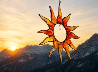 Glasstern mit Alpenpanorama bei Sonnenuntergang im Hintergrund