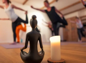 Meditative Figur mit Kerze als Symbol für Einkehr und Ruhe